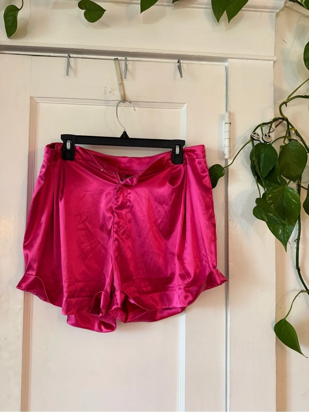 Hot Pink Satin Ruffled Shorts SHEIN size XL